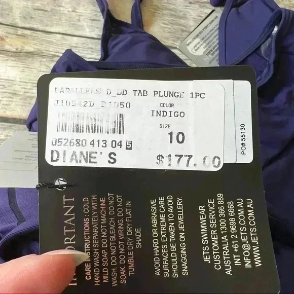 New $177.00 JETS Australia Jessica Allen Swimsuit One Piece - Picture 12 of 12